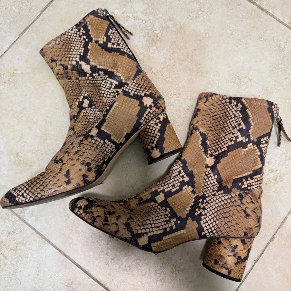 ZARA snakeskin pattern heeled boots